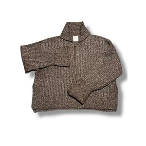 Varley Womens Amelia Half Zip Knit Pullover Sweater Small Brown Coffee Bean Boxy
